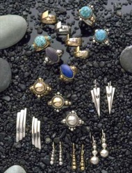 Rings & Earrings in Sterling Silver & Gold